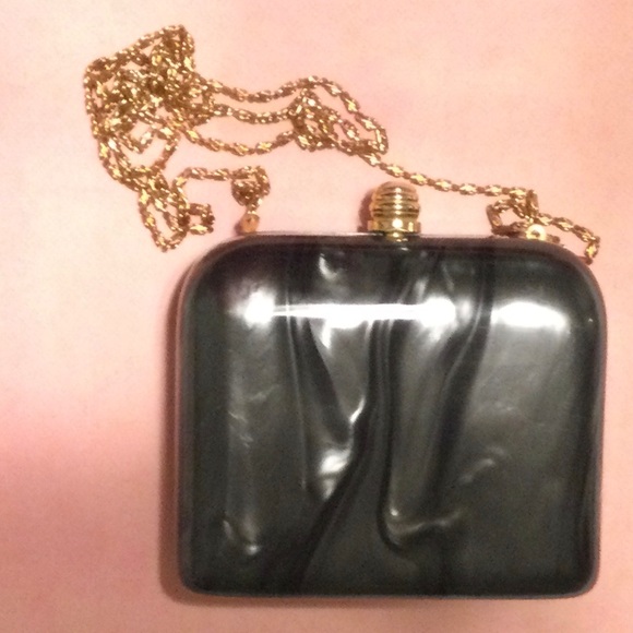 Lucite Pearlized Dark Gray Purse Bag - Picture 7 of 7